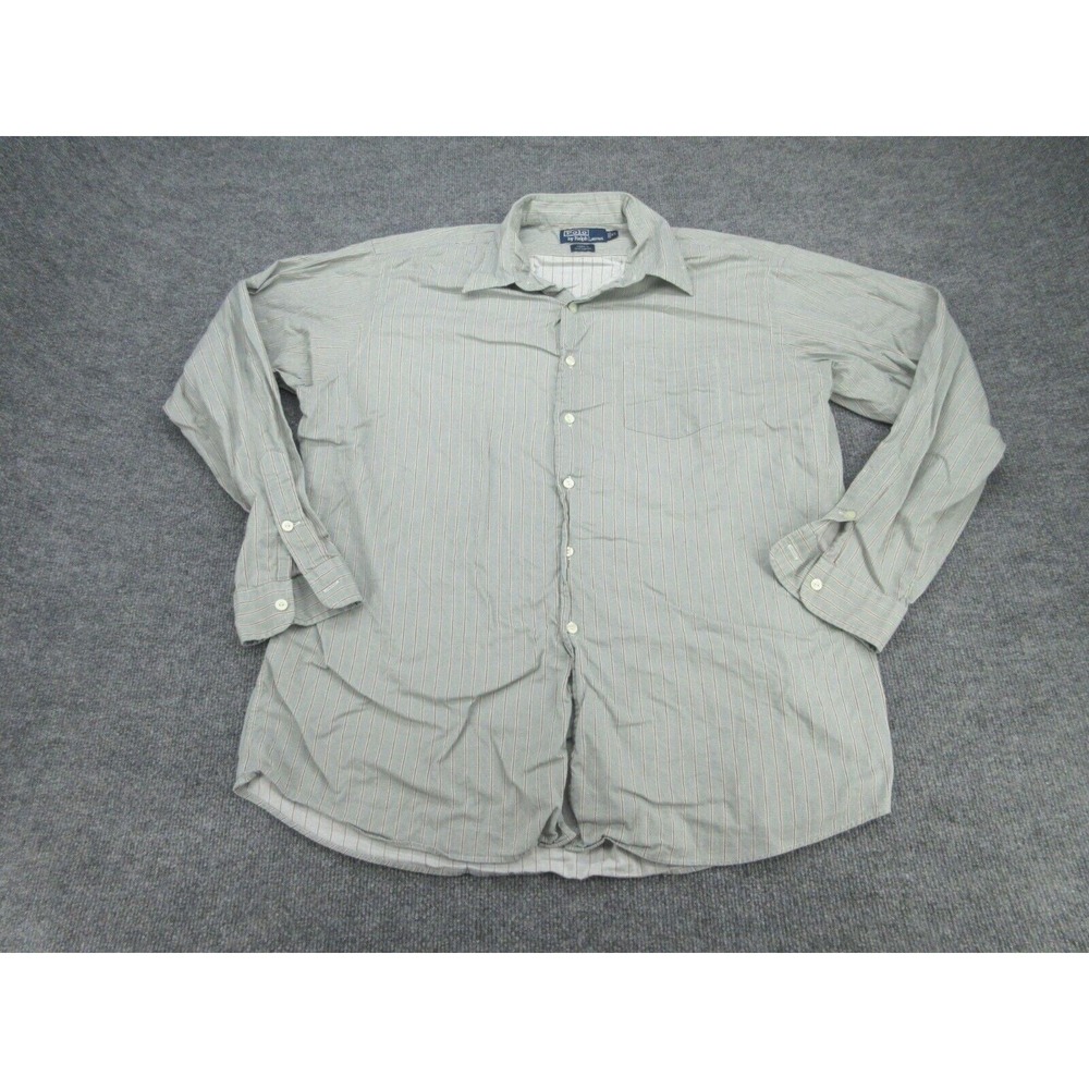 Polo Ralph Lauren Mens Button Down Merrin Green Striped Long Sleeve Shirt XL